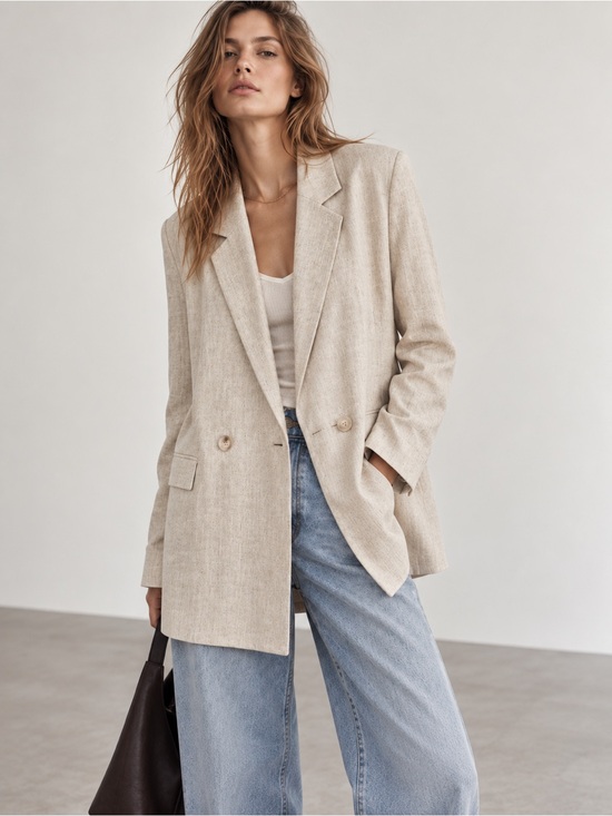 Primark Jackets & Blazers - Linen Blend Elongated Double Breasted Blazer